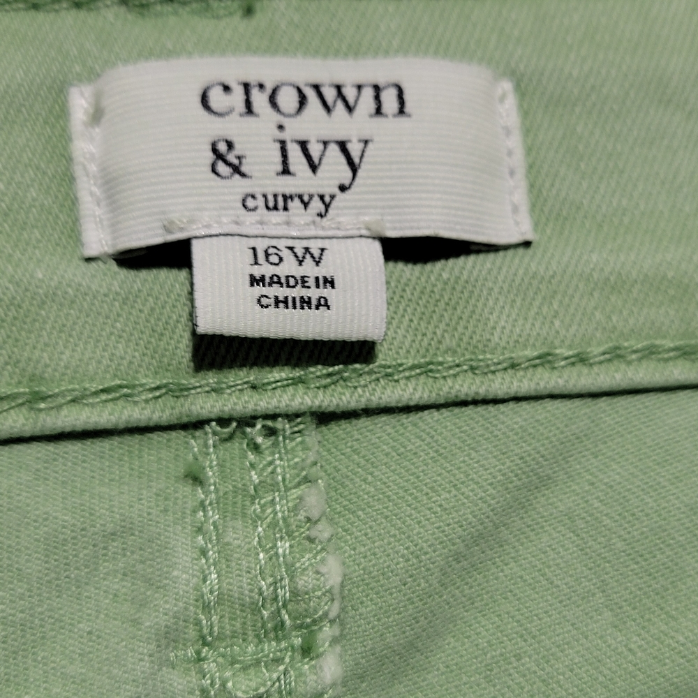 Crown & Ivy Curvy Womens Distressed Mint Green Jeans Size 16W - Picture 4 of 8